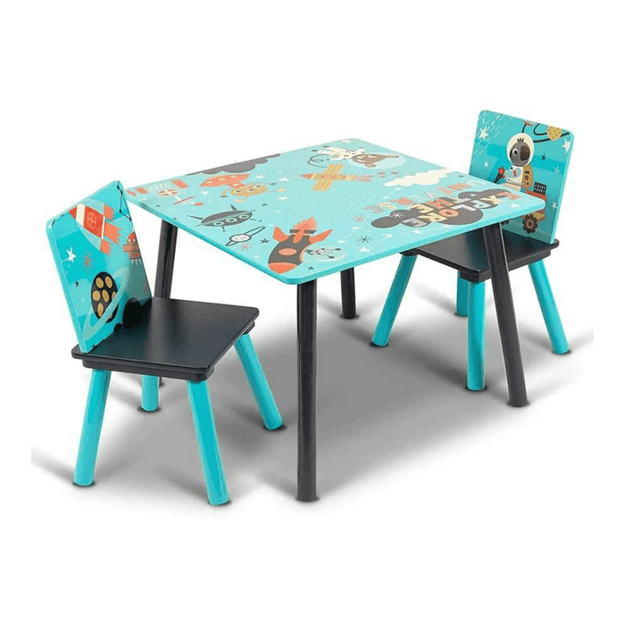 Little Explorer Study Table and Chair Set for Childrens | Durable and Lightweight Wooden Table and Chair Set - Blue