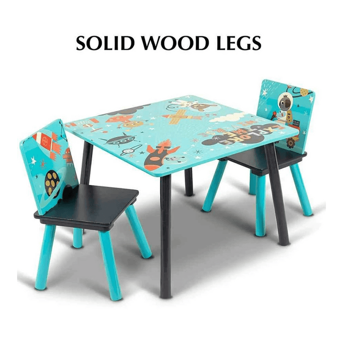 Little Explorer Study Table and Chair Set for Childrens | Durable and Lightweight Wooden Table and Chair Set - Blue
