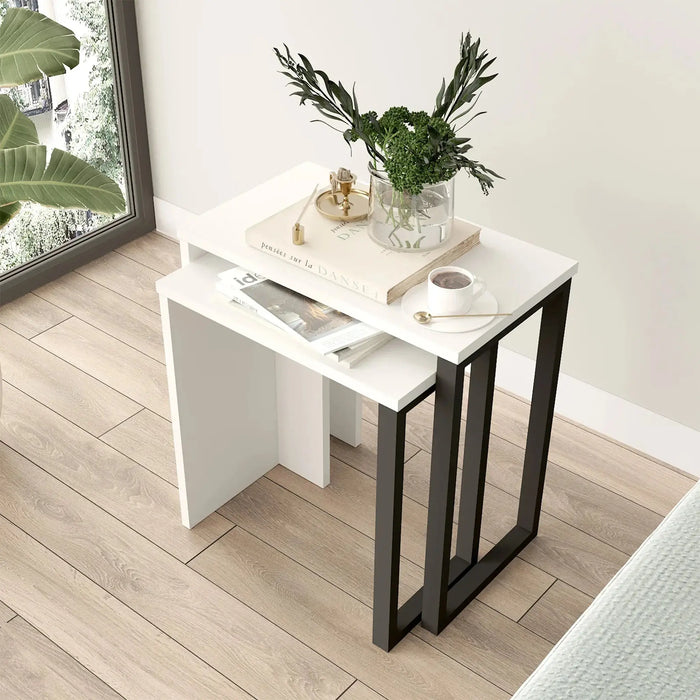 Lunar Edge Coffee Table  2 set, White
