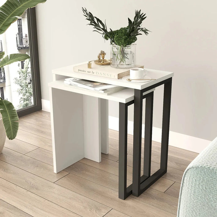 Lunar Edge Coffee Table  2 set, White