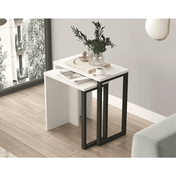 Lunar Edge Coffee Table  2 set, White