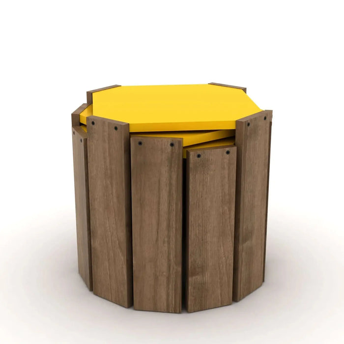 Nested Coffee Table for Living Room | Contemporary Modern Nesting Coffee Table Set of 3 - Walnut/Yellow