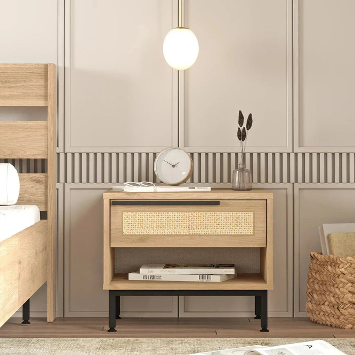 Ocean Bed Side Table with Drawer & Open Shelf