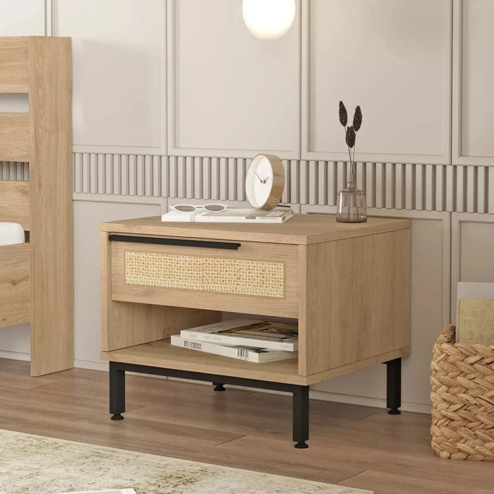 Ocean Bed Side Table with Drawer & Open Shelf