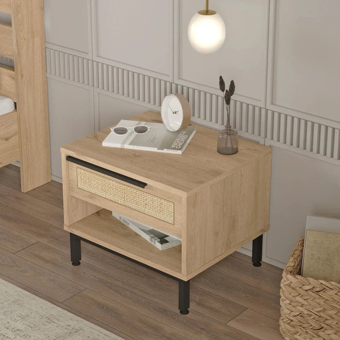 Ocean Bed Side Table with Drawer & Open Shelf