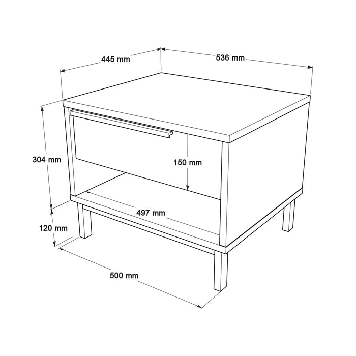 Ocean Bed Side Table with Drawer & Open Shelf