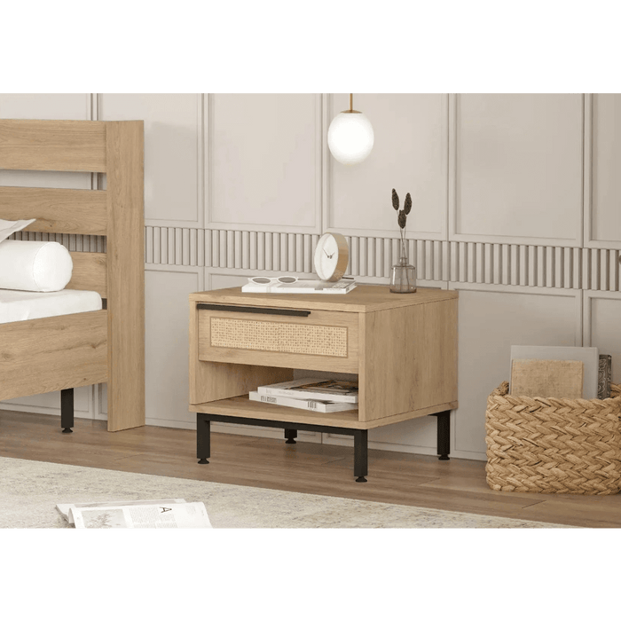 Ocean Bed Side Table with Drawer & Open Shelf