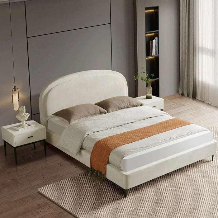 OSAKA King Upholstered Bed with Curved Headboard & Metal Feet (180x200)