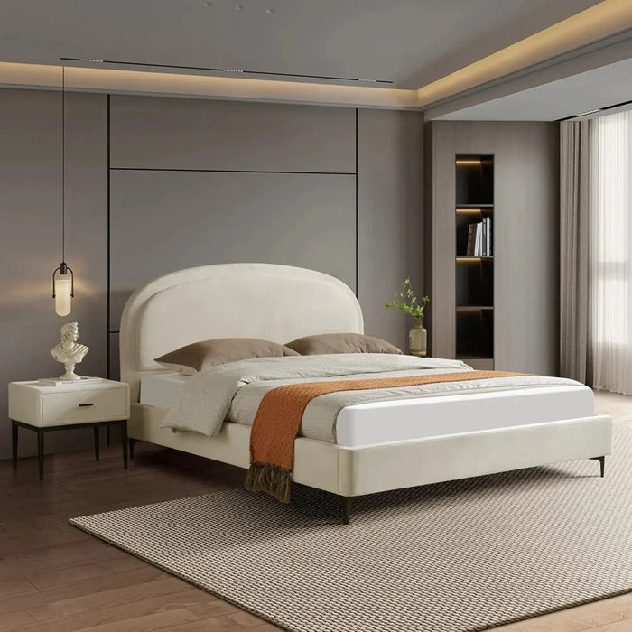 OSAKA Queen Upholstered Bed with Curved Headboard & Metal Feet (160x200)