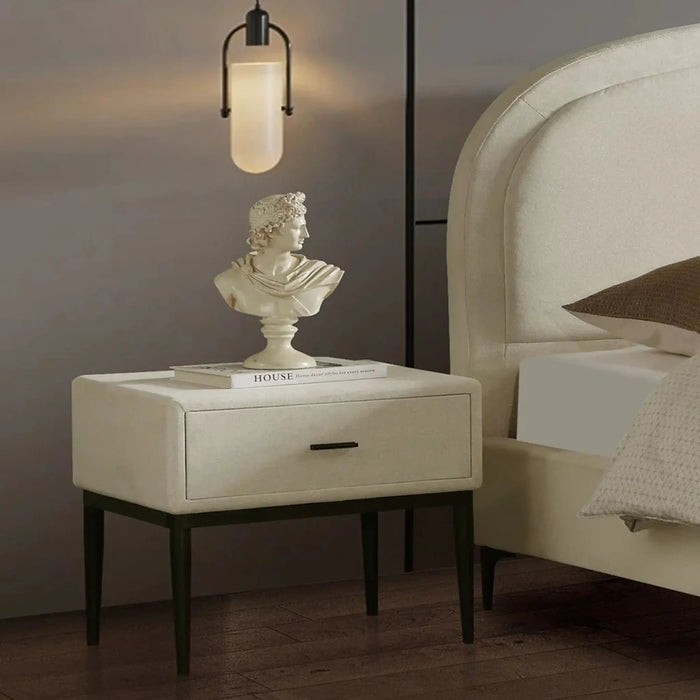 OSAKA Queen Upholstered Bed with Curved Headboard & Metal Feet (160x200)
