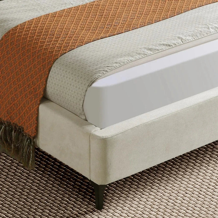OSAKA Queen Upholstered Bed with Curved Headboard & Metal Feet (160x200)