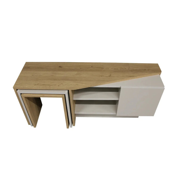 Rodega TV Stand with Nesting Table Sepet Sandstone Finish | Upto 55 inch TV