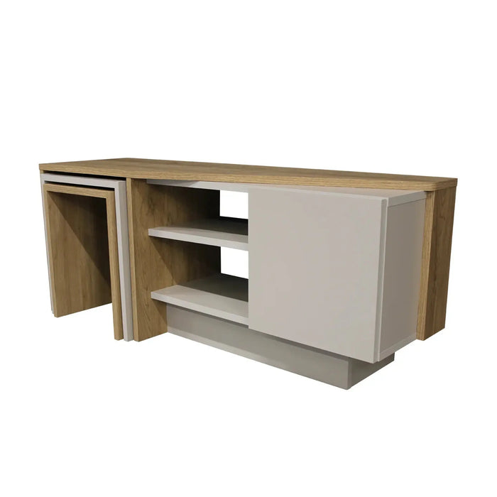 Rodega TV Stand with Nesting Table Sepet Sandstone Finish | Upto 55 inch TV