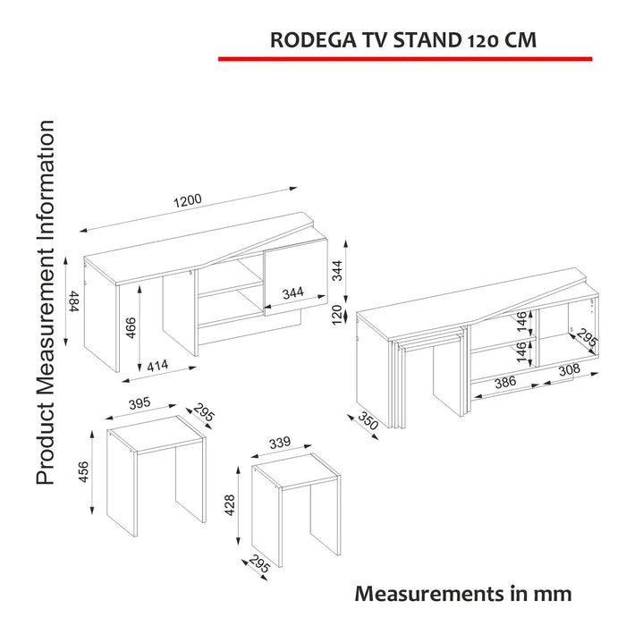Rodega TV Stand with Nesting Table Sepet Sandstone Finish | Upto 55 inch TV