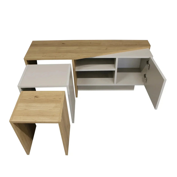 Rodega TV Stand with Nesting Table Sepet Sandstone Finish | Upto 55 inch TV