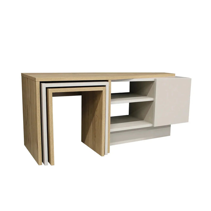 Rodega TV Stand with Nesting Table Sepet Sandstone Finish | Upto 55 inch TV