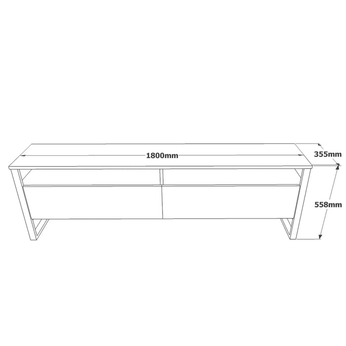 Royal TV Unit  Pine Wood Finish | Modern TV Stand with Metal Legs | Upto 75 inch TV