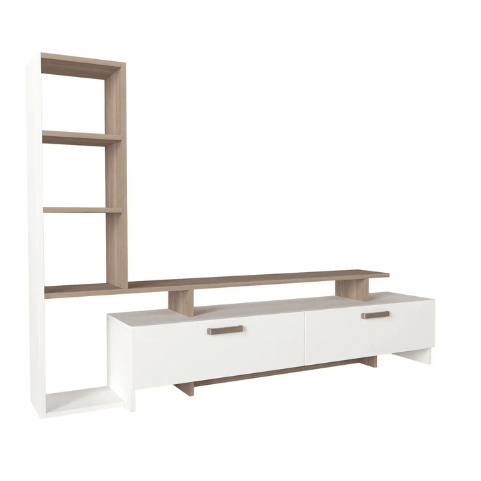 Simal TV Stand White | TV Cabinet with Open & Closed Storage | Upto 55 inch TV | Upto 55 inch TV