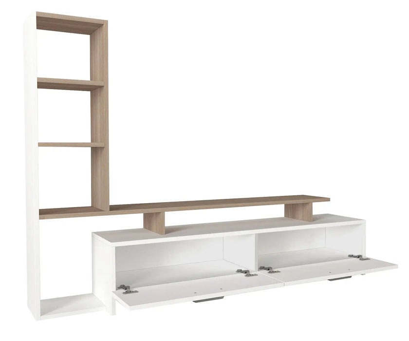 Simal TV Stand White | TV Cabinet with Open & Closed Storage | Upto 55 inch TV | Upto 55 inch TV