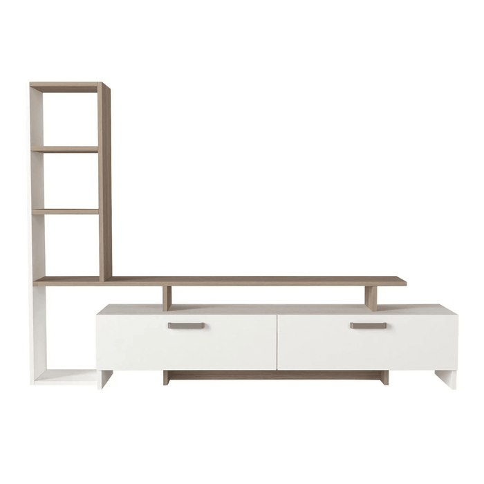 Simal TV Stand White | TV Cabinet with Open & Closed Storage | Upto 55 inch TV | Upto 55 inch TV