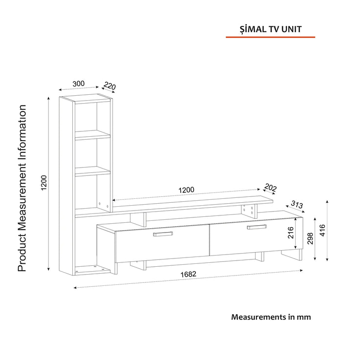 Simal TV Stand White | TV Cabinet with Open & Closed Storage | Upto 55 inch TV | Upto 55 inch TV