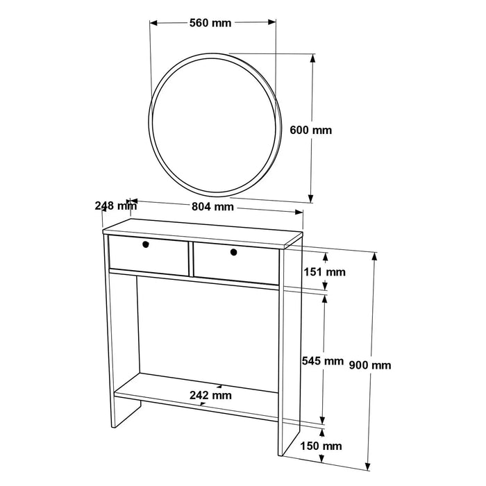 Snowveil Simple Console Table, White