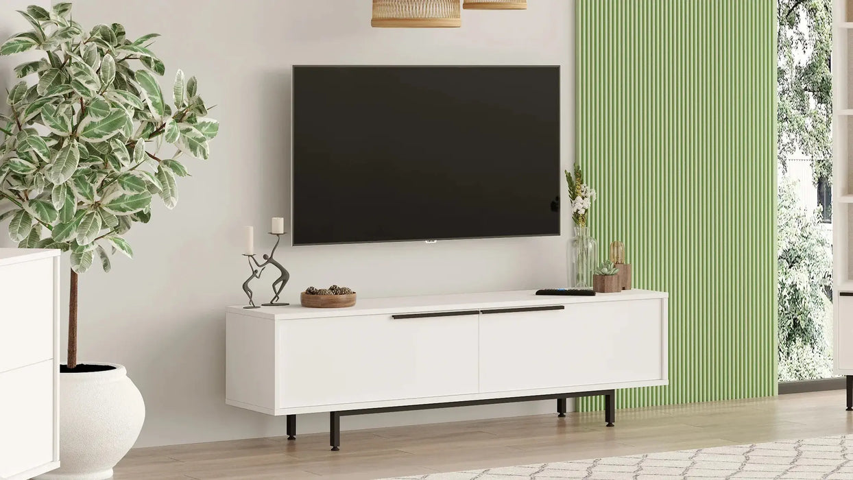 Snowveil TV Console White | Entertainment Unit | Up to 70 inch TV