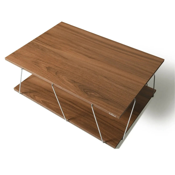Tar Coffee Table for Living Room | Easy to Assemble Rectangular Tar Coffee Table with Bottom Shelf - Walnut/Chrome