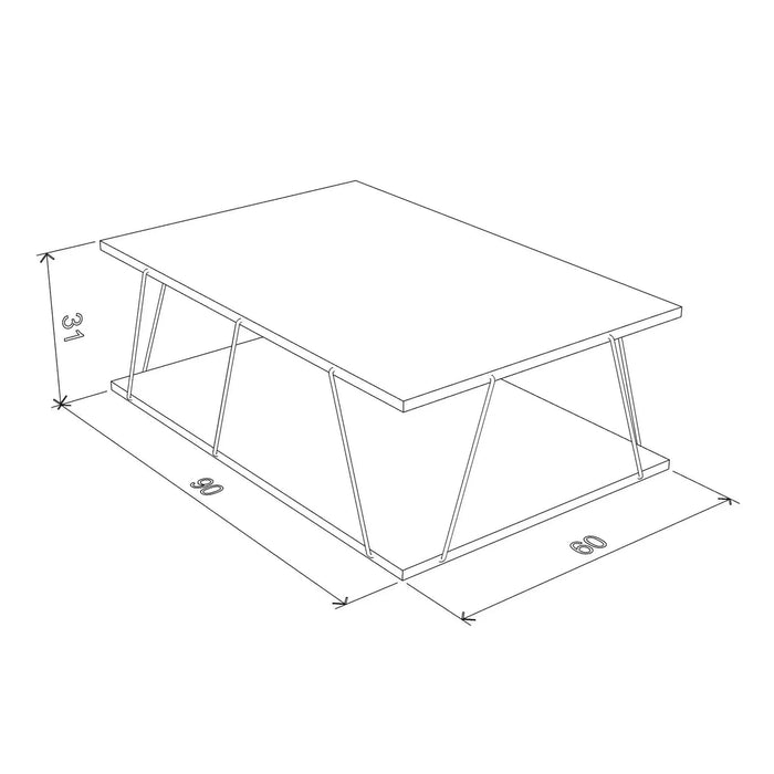Tar Coffee Table for Living Room | Easy to Assemble Rectangular Tar Coffee Table with Bottom Shelf - Walnut/Chrome