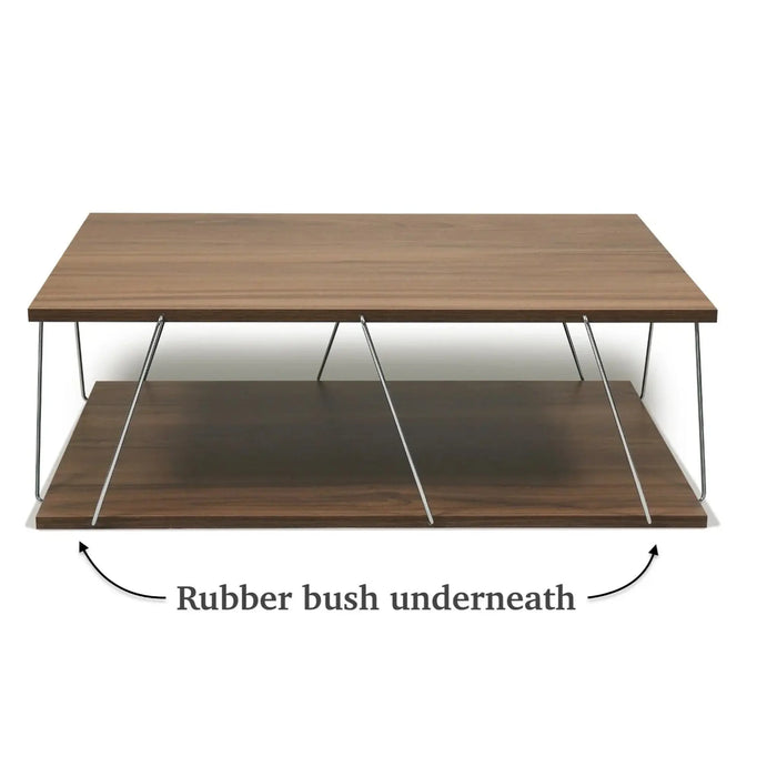 Tar Coffee Table for Living Room | Easy to Assemble Rectangular Tar Coffee Table with Bottom Shelf - Walnut/Chrome