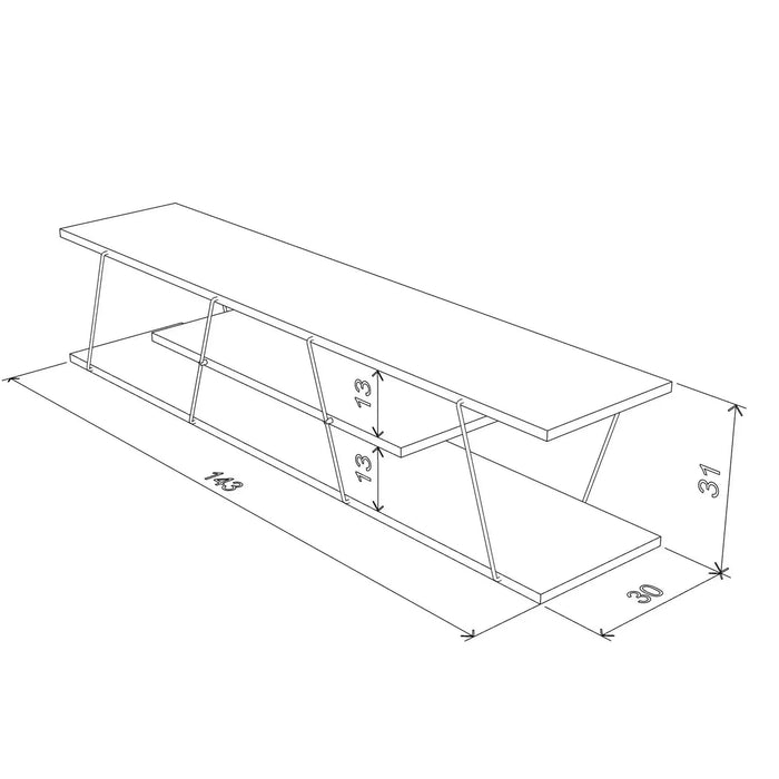 Tars TV Unit for Living Room | Modern Tars TV Stand with Storage Shelves - White/Chrome