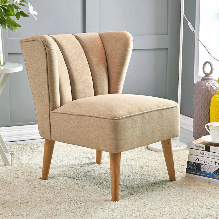 TULIP Armless Wingback Sofa Chair for Living Room | Exquisite Design Tulip Accent Arm Chair - Brown