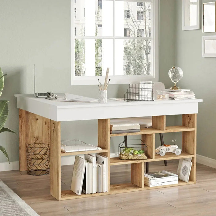 Tywin Corner Desk Pine and White