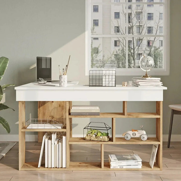 Tywin Corner Desk Pine and White