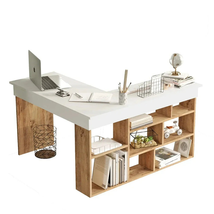 Tywin Corner Desk Pine and White