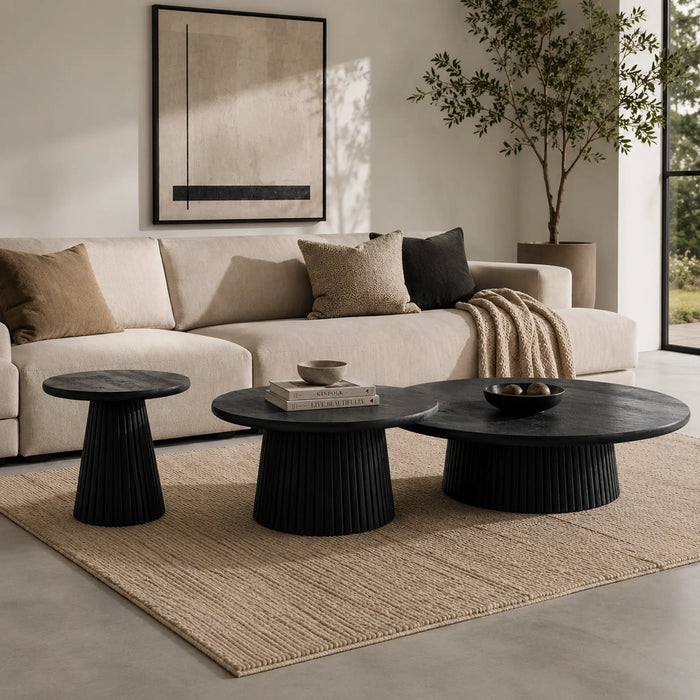 Agnus Coffee And Side Table, Set of 3 - Black