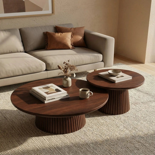 Agnus Coffee And Side Table, Set of 3 - Walnut Homelves
