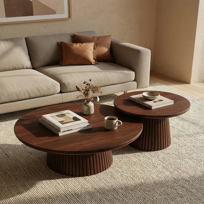 Agnus Coffee And Side Table, Set of 3 - Walnut Homelves