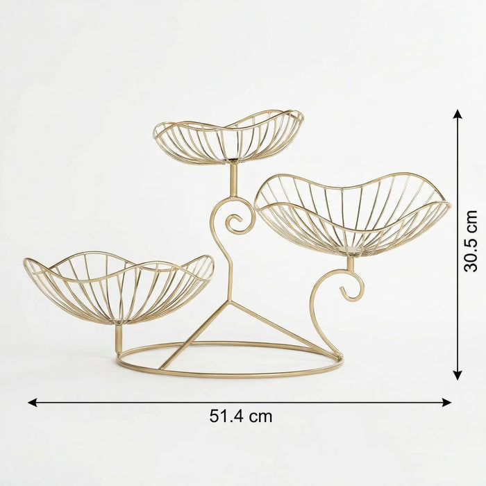 Arra 3 Tier Wire Serving Stand - Gold