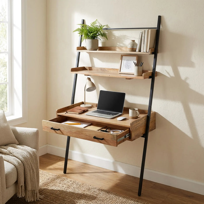 Array Ladder Desk With EPL Finish - Natural & Black