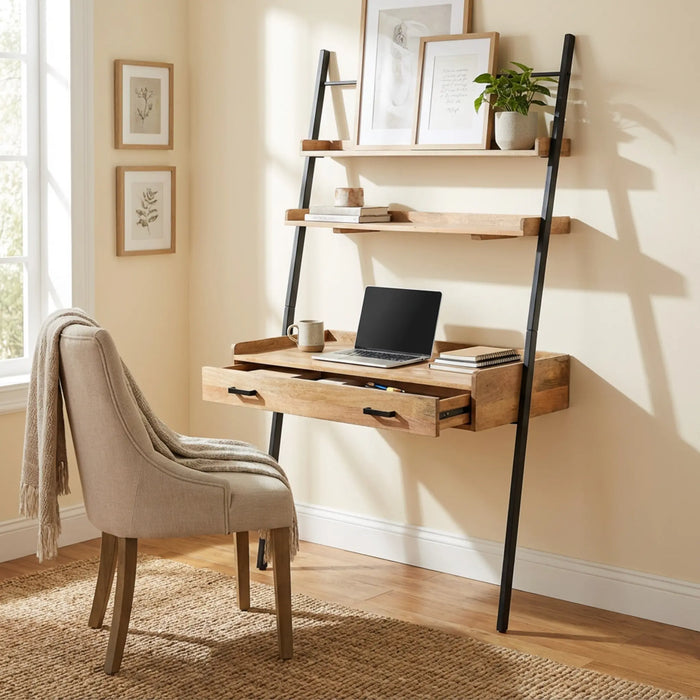 Array Ladder Desk With EPL Finish - Natural & Black