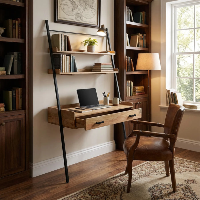Array Ladder Desk With EPL Finish - Natural & Black