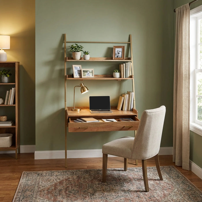 Array Ladder Desk With EPL Finish - Natural & Gold