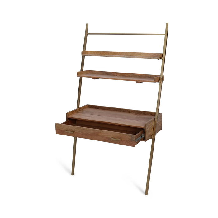 Array Ladder Desk With EPL Finish - Natural & Gold