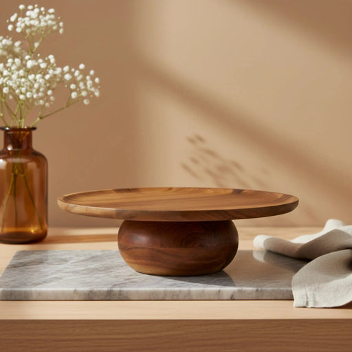 Ash Wooden Cake Stand, Large - Natural Homelves