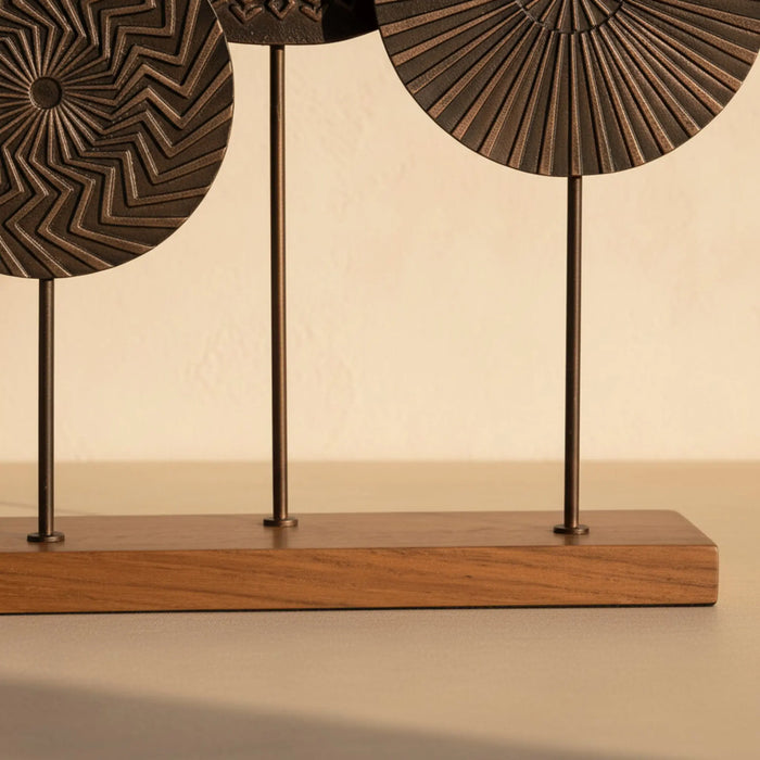 Aurel Metal Sculpture With Wooden Base - Brown