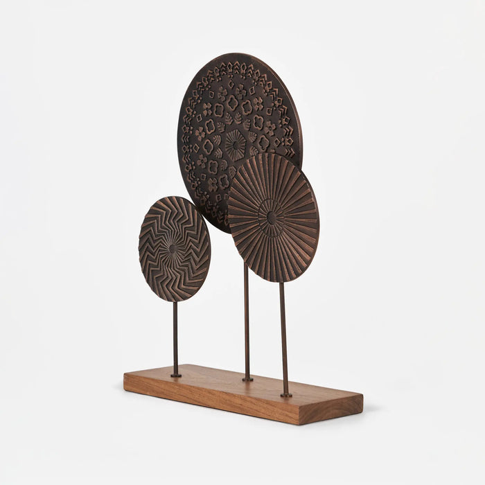 Aurel Metal Sculpture With Wooden Base - Brown
