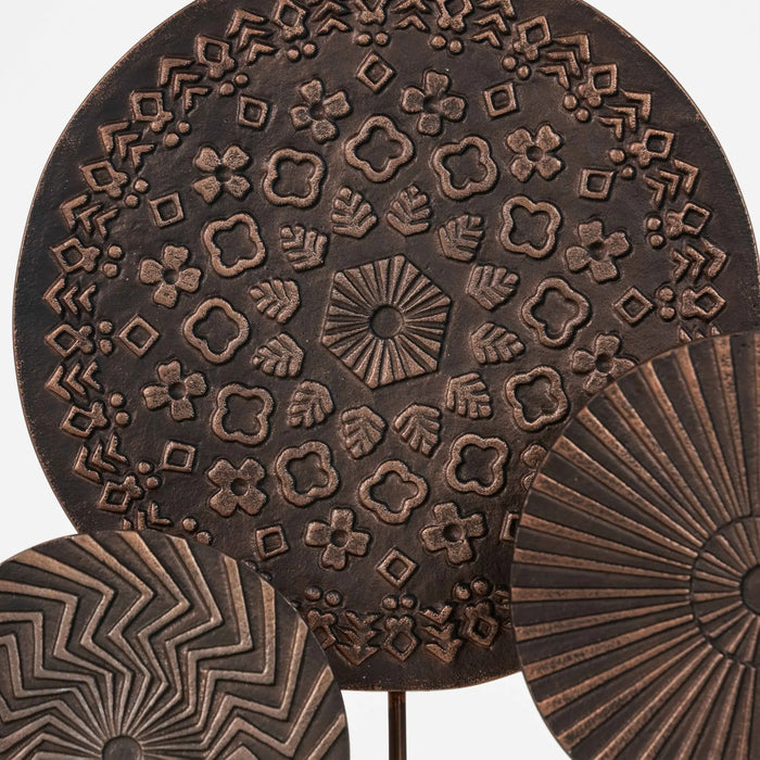 Aurel Metal Sculpture With Wooden Base - Brown