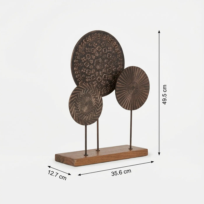 Aurel Metal Sculpture With Wooden Base - Brown