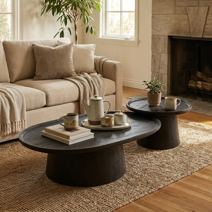 Ava Coffee & Eva Side Tables Set of 2 - Black